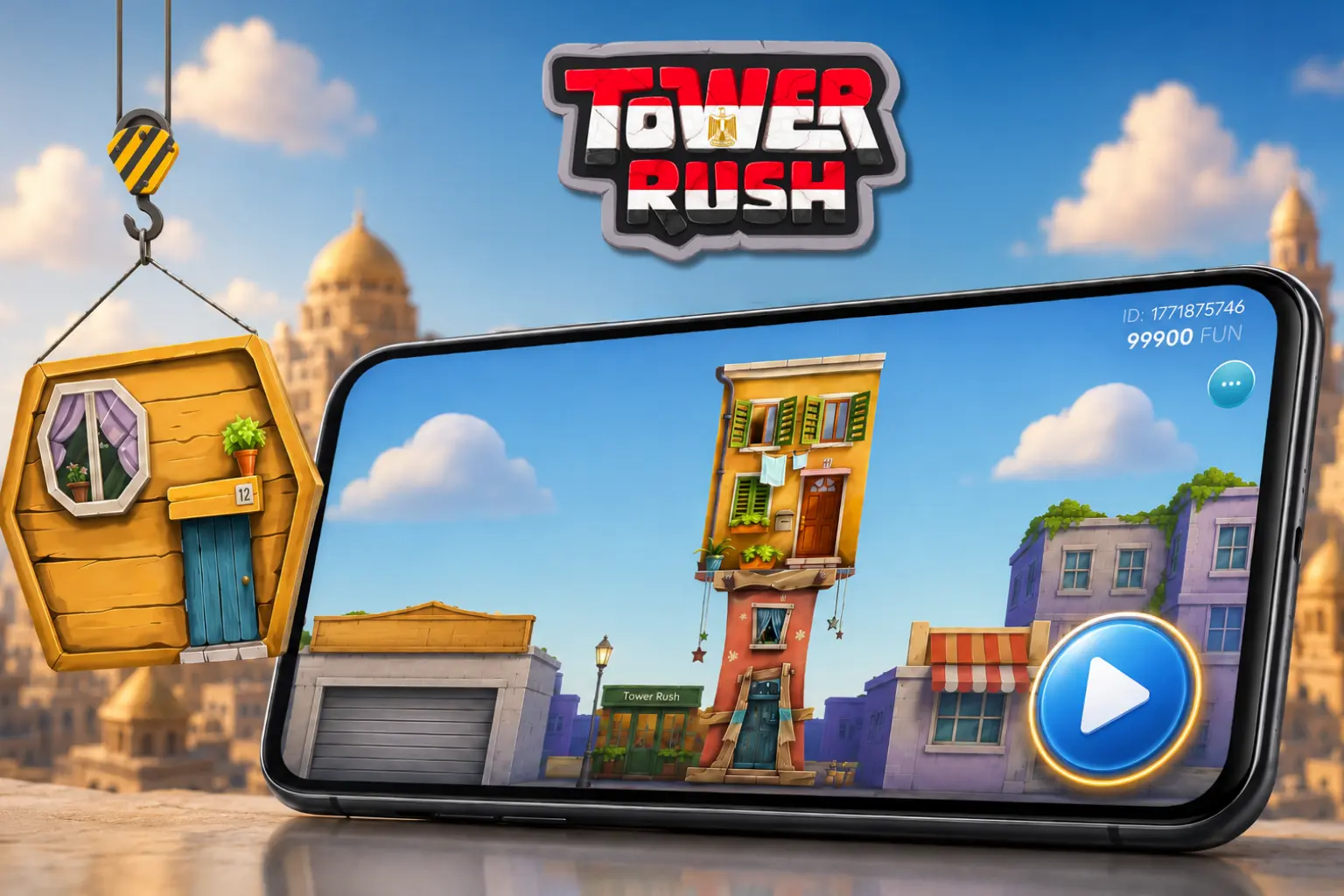 رسم يوضح تجربة نسخة Tower Rush التجريبية بدون إيداع أو مخاطرة.